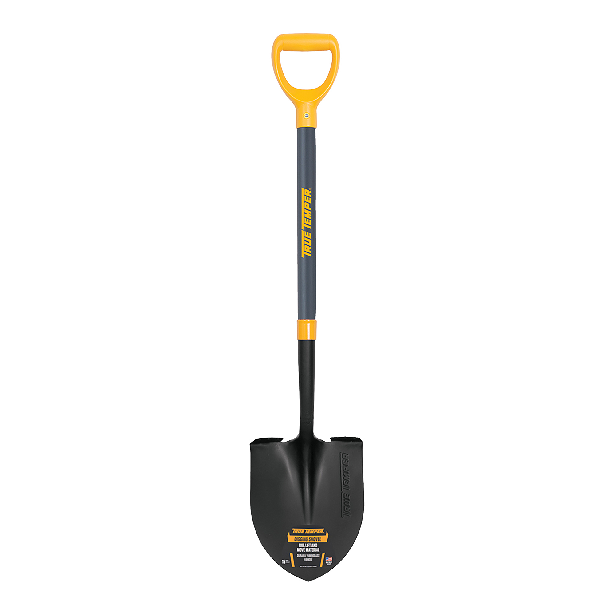 True Temper Forged Round Point Steel Shovel with D-Grip Fiberglass Handle, Model 2586100